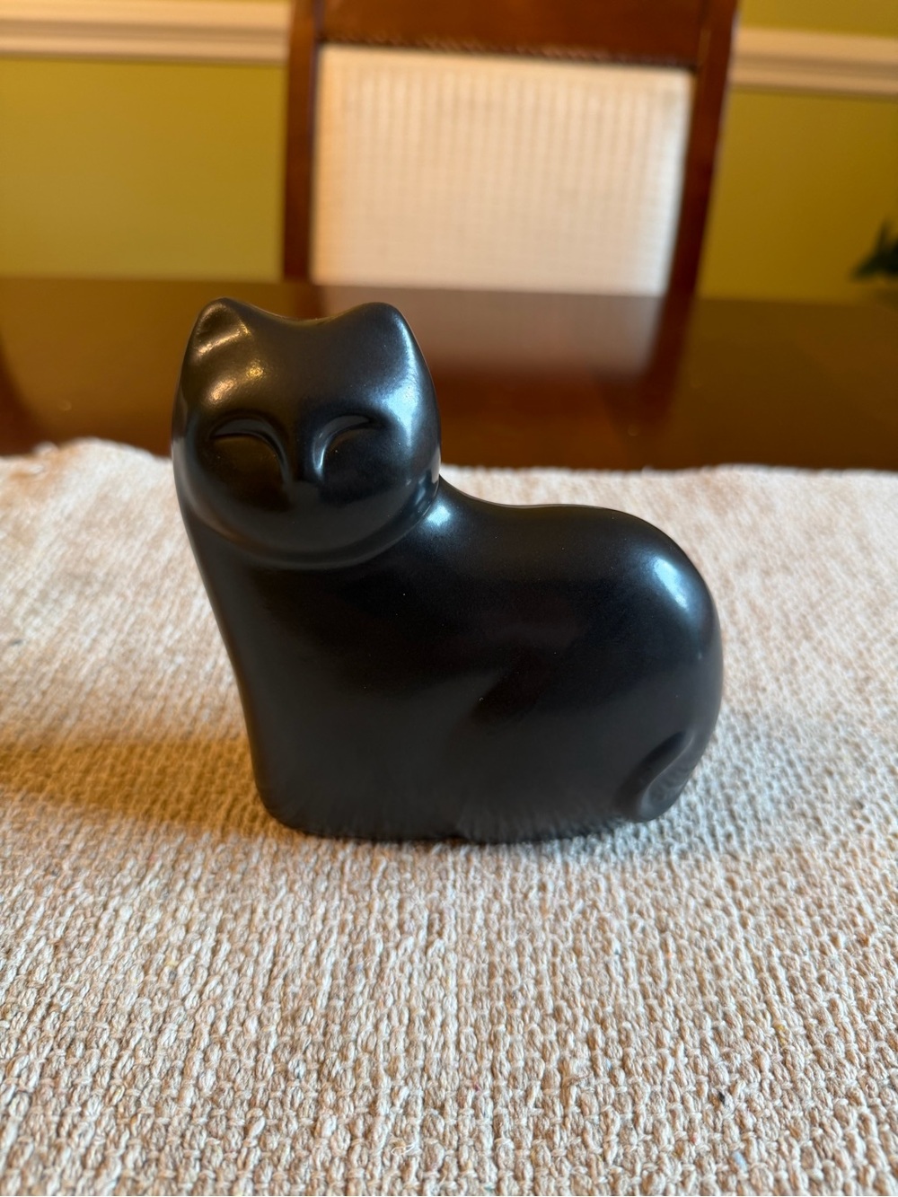 Matte Black Ceramic Cat Figurine